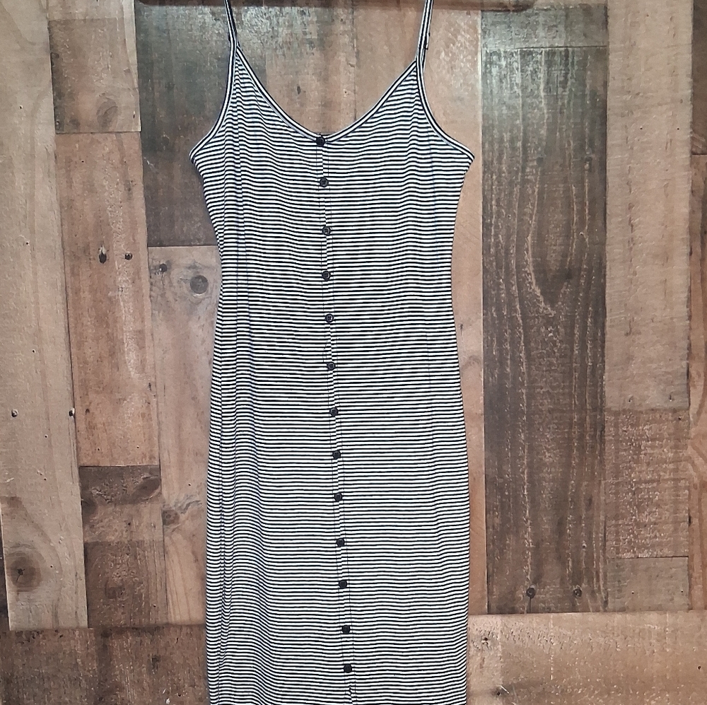 Shein Striped Maxi Dress Womens Size Small Black White Button Front Size Small - Picture 3 of 6